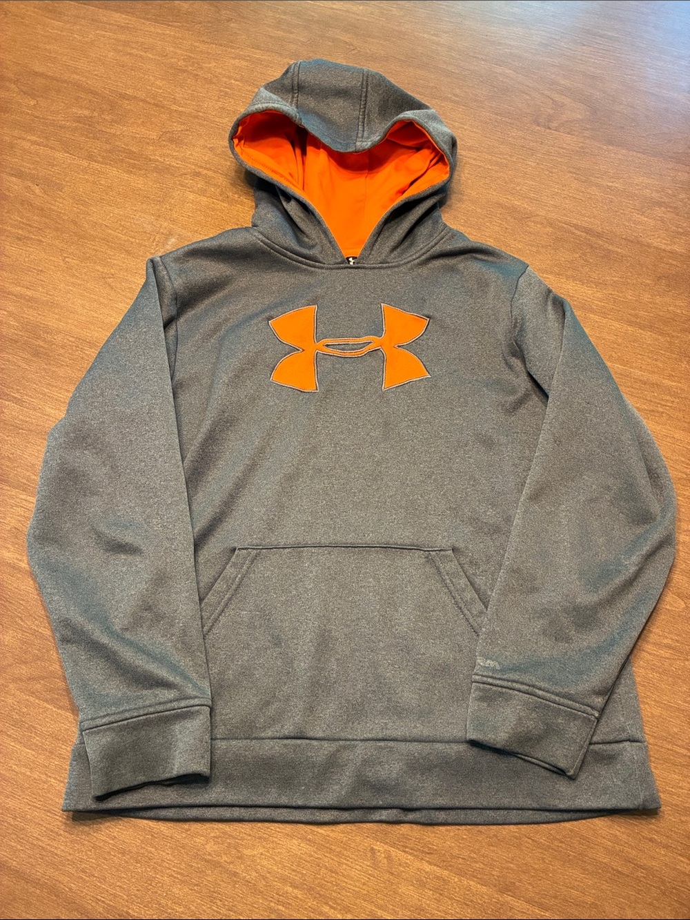 Under Armour Charcoal Hoodie with Orange Logo and Liner